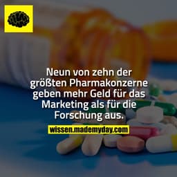 Neun von zehn der größten Pharmakonzerne geben mehr Geld für das Marketing als für die Forschung aus.