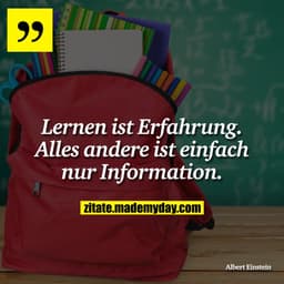 Lernen ist Erfahrung. Alles andere ist einfach nur Information.