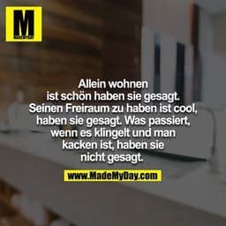 Allein wohnen ist schön haben sie gesagt. Seinen Freiraum zu haben ist cool, haben sie gesagt. Was passiert, wenn es kli