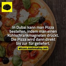 In Dubai kann man Pizza bestellen, indem man einen Kühlschrankmagneten drückt. Die Pizza wird dann direkt bis zur Tür ge