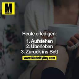 Heute erledigen:

1. Aufstehen
2. Überleben
3. Zurück ins Bett