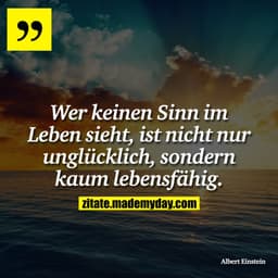 Wer keinen Sinn im Leben sieht, ist nicht nur unglücklich, sondern kaum lebensfähig.