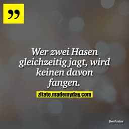 Wer zwei Hasen gleichzeitig jagt, wird keinen davon fangen.