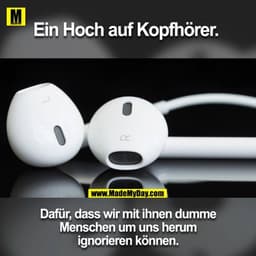 Ein Hoch auf Kopfhörer. 

Dafür, dass wir mit ihnen dumme Menschen um uns herum ignorieren können.