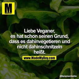 Liebe Veganer, es hat schon seinen Grund, dass es dahinvegetieren und nicht dahinschnitzeln heißt.
