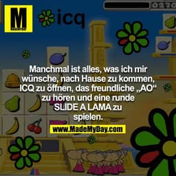 Manchmal ist alles, was ich mir wünsche, nach Hause zu kommen, ICQ zu öffnen, das freundliche „AO“ zu hören und eine run
