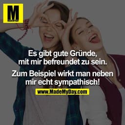 Es gibt gute Gründe, mit mir befreundet zu sein.
Zum Beispiel wirkt man neben mir echt sympathisch!