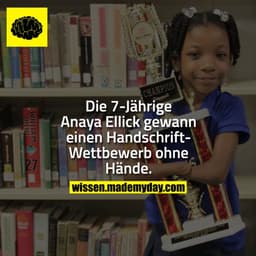 Die 7-Jährige Anaya Ellick gewann einen Handschrift-Wettbewerb ohne Hände.
