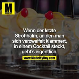 Wenn der letzte Strohhalm, an den man sich verzweifelt klammert, in einem Cocktail steckt, geht’s eigentlich.