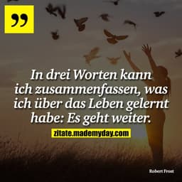 In drei Worten kann ich zusammenfassen, was ich über das Leben gelernt habe: Es geht weiter.