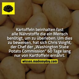 Kartoffeln beinhalten fast alle Nährstoffe die ein Mensch benötigt, um zu überleben. Um dies zu beweisen, hat sich Chris