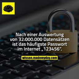 Nach einer Auswertung von 32.000.000 Datensätzen ist das häufigste Passwort im Internet „123456“.
