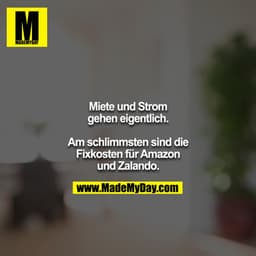 Miete und Strom gehen eigentlich.
Am schlimmsten sind die Fixkosten für Amazon und Zalando.