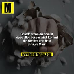 Gerade wenn du denkst, dass alles besser wird, kommt die Realität und haut dir aufs Maul.