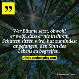 Wer Bäume setzt, obwohl er weiß, dass er nie in ihrem Schatten sitzen wird, hat zumindest angefangen, den Sinn des Leben