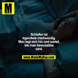 Schlafen ist irgendwie merkwürdig. Man legt sich hin und wartet, bis man bewusstlos wird.
