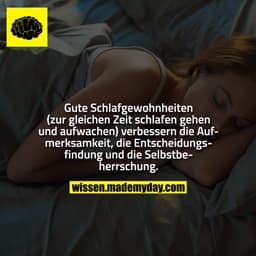 Gute Schlafgewohnheiten (zur gleichen Zeit schlafen gehen und aufwachen) verbessern die Aufmerksamkeit, die Entscheidung