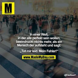 In einer Welt, in der alle perfekt sein wollen, beeindruckt nichts mehr, als ein Mensch der aufsteht und sagt:

„Tut mir