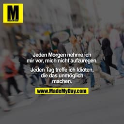 Jeden Morgen nehme ich mir vor, mich nicht aufzuregen.
Jeden Tag treffe ich Idioten, die das unmöglich machen.