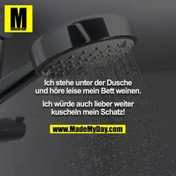 Ich stehe unter der Dusche und höre leise mein Bett weinen.
Ich würde auch lieber weiter kuscheln mein Schatz!