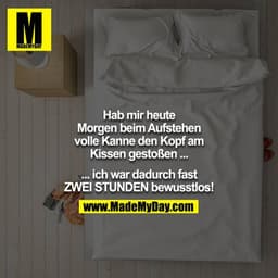 Hab mir heute Morgen beim Aufstehen volle Kanne den Kopf am Kissen gestoßen ...

... ich war dadurch fast ZWEI STUNDEN b