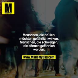 Menschen, die brüllen, möchten gefährlich wirken. Menschen, die schweigen, die können gefährlich werden.