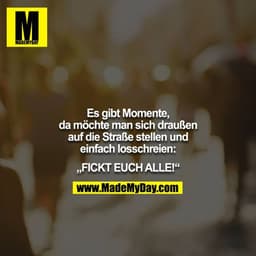 Es gibt Momente, da möchte man sich draußen auf die Straße stellen und einfach losschreien: 
„FICKT EUCH ALLE!“