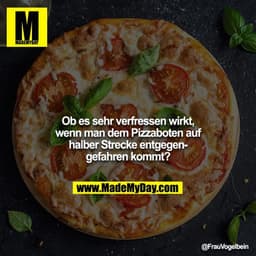 Ob es sehr verfressen wirkt, wenn man dem Pizzaboten auf halber Strecke entgegengefahren kommt?