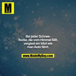 Bei jeder Schneeflocke, die vom Himmel fällt, vergisst ein Idiot wie man Auto fährt.