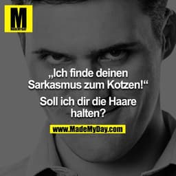 „Ich finde deinen Sarkasmus zum Kotzen!“

Soll ich dir die Haare halten?