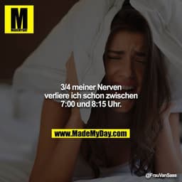 3/4 meiner Nerven verliere ich schon zwischen 7:00 und 8:15 Uhr.