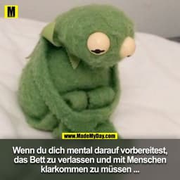 Wenn du dich mental darauf vorbereitest,
das Bett zu verlassen und mit Menschen
klarkommen zu müssen ….