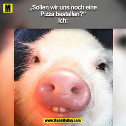 „Sollen wir uns noch eine
Pizza bestellen?"
Ich: