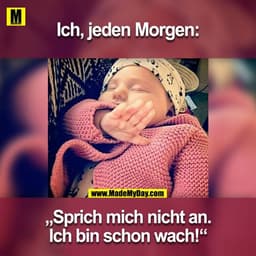 Ich, jeden Morgen:
„Sprich mich nicht an.
Ich bin schon wach!"