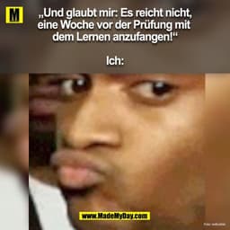 „Und glaubt mir: Es reicht nicht,
eine Woche vor der Prüfung mit
dem Lernen anzufangen!"
Ich:
Foto: redbubble