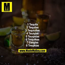 1 Tequila
2 Tequilas
3 Tequiullas
4 Teuiqlas
5 Teuqislas
6 Teiqulkss
7 Eteiglas
8 Treqiklas