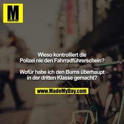 Wieso kontrolliert die Polizei nie den Fahrradführerschein?

Wofür habe ich den Bums überhaupt in der dritten Klasse gem