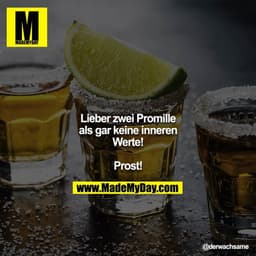 Lieber zwei Promille als gar keine inneren Werte!

Prost!