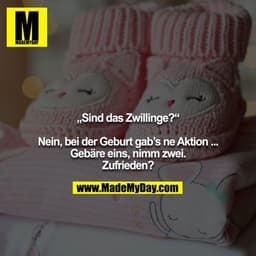 „Sind das Zwillinge?“

Nein, bei der Geburt gab’s ne Aktion ... Gebäre eins, nimm zwei. Zufrieden?