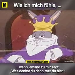 Wie ich mich fühle ...
... wenn jemand zu mir sagt: "Was denkst du denn wer du bist!"