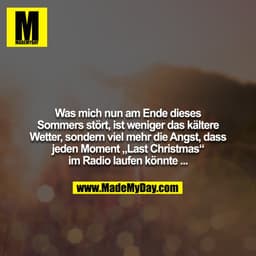 Was mich nun am Ende dieses Sommers stört, ist weniger das kältere Wetter, sondern viel mehr die Angst, dass jeden Momen