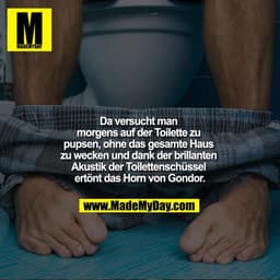 Da versucht man morgens auf der Toilette zu pupsen, ohne das gesamte Haus zu wecken und dank der brillanten Akustik der 