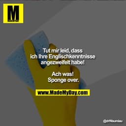 Tut mir leid, dass ich Ihre 
Englischkenntnisse angezweifelt habe! 
    
Ach was! Sponge over.
