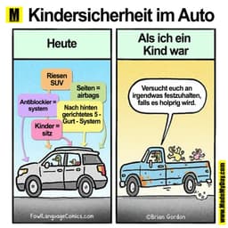 Kindersicherheit im Auto
Als ich ein
Heute
Kind war
Riesen
SUV
Seiten =
Versucht euch an
airbags
irgendwas festzuhalten,
