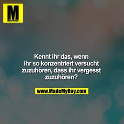 Kennt ihr das, wenn ihr so konzentriert versucht zuzuhören, dass ihr vergesst zuzuhören? 