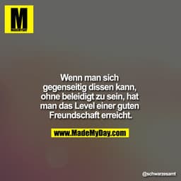 Wenn man sich gegenseitig dissen kann, ohne beleidigt zu sein, hat man das Level einer guten Freundschaft erreicht.