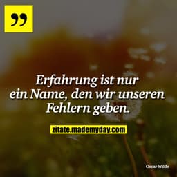 Erfahrung ist nur ein Name, den wir unseren Fehlern geben.