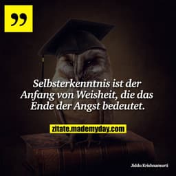 Selbsterkenntnis ist der Anfang von Weisheit, die das Ende der Angst bedeutet.