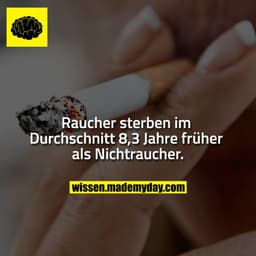 Raucher sterben im Durchschnitt 8,3 Jahre früher als Nichtraucher.