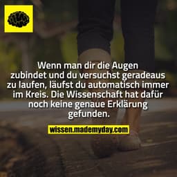Wenn man dir die Augen zubindet und du versuchst geradeaus zu laufen, läufst du automatisch immer im Kreis. Die Wissensc